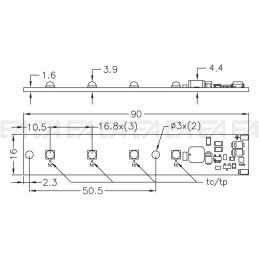 PCB LED board CL051 technical drawing