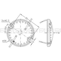 220-240Vac PCB LED board CL147 technical drawing with cable