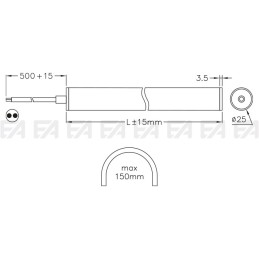 LED tube NNR25P technical drawing